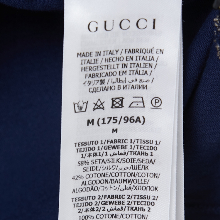 Pre Owned Gucci Navy Blue GG Jacquard Knit Polo T-Shirt M