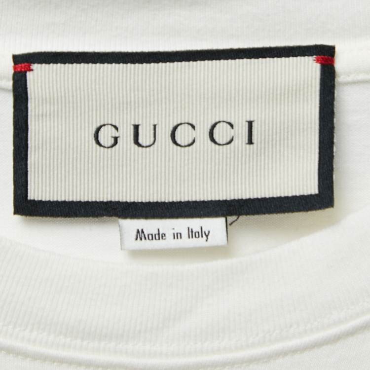 Pre Owned Gucci Off-White Logo Blade Print Cotton Oversized T-Shirt XXL
