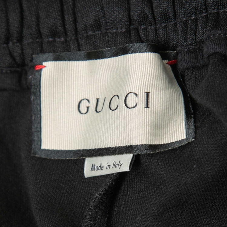 Pre Owned Gucci Black Jersey Stripe Detail Sweat Shorts XXL