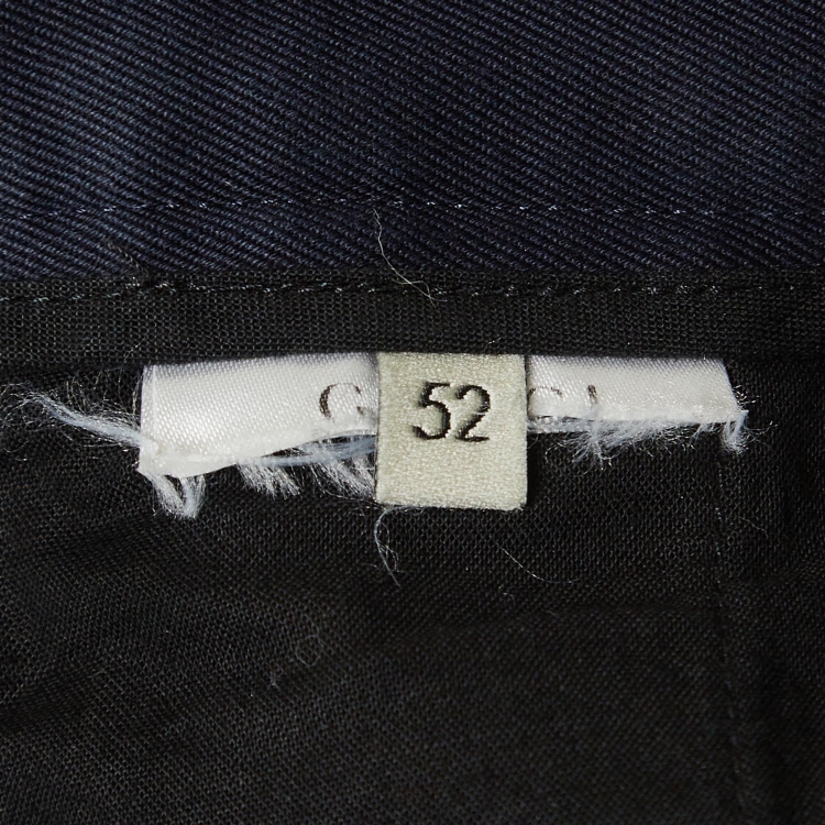مملوكة مسبقًا Gucci Navy Blue Side Stripe Gabardine Regular Fit Trousers XL