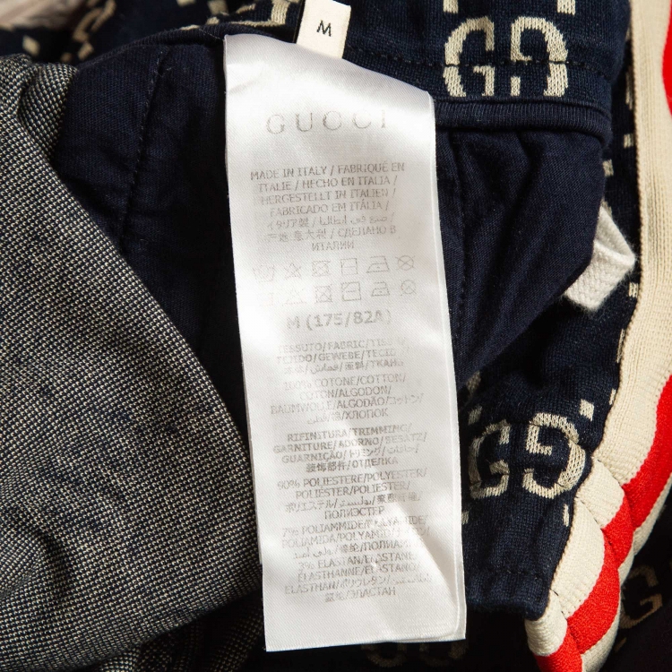 Pre Owned Gucci Navy Blue GG Intarsia Knit Track Pants M