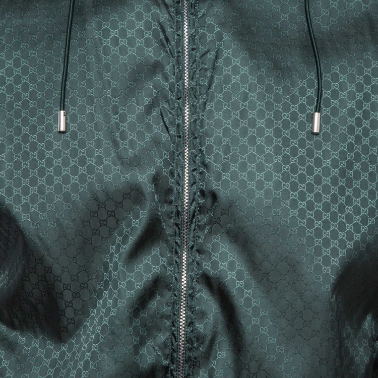Pre Owned Gucci Green GG Monogram Synthetic Bomber Jacket M