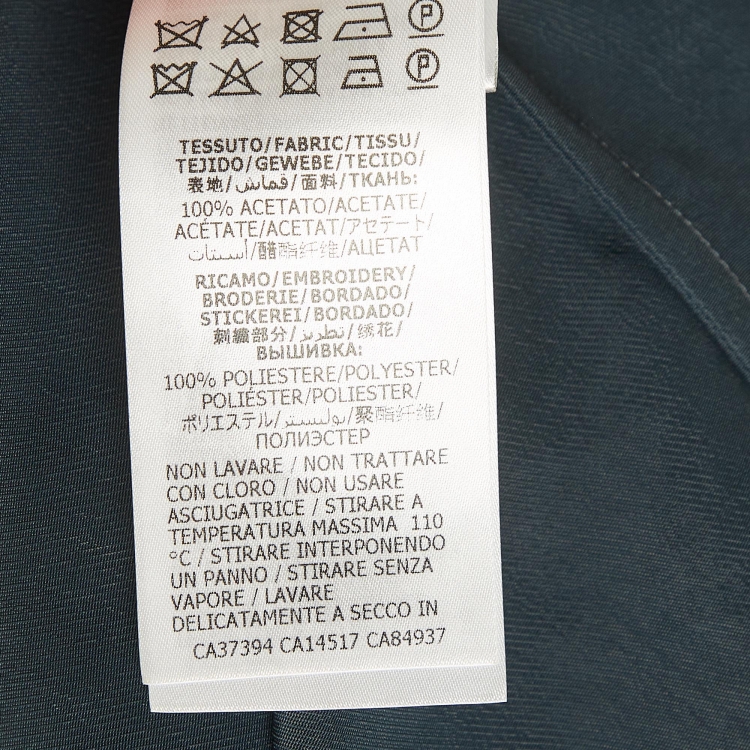 Pre Owned Gucci Dark Blue Satin Embroidered Bowling Shirt S