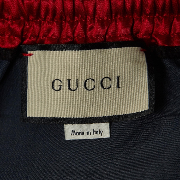 Pre Owned Gucci Dark Blue Satin Drawstring Shorts S
