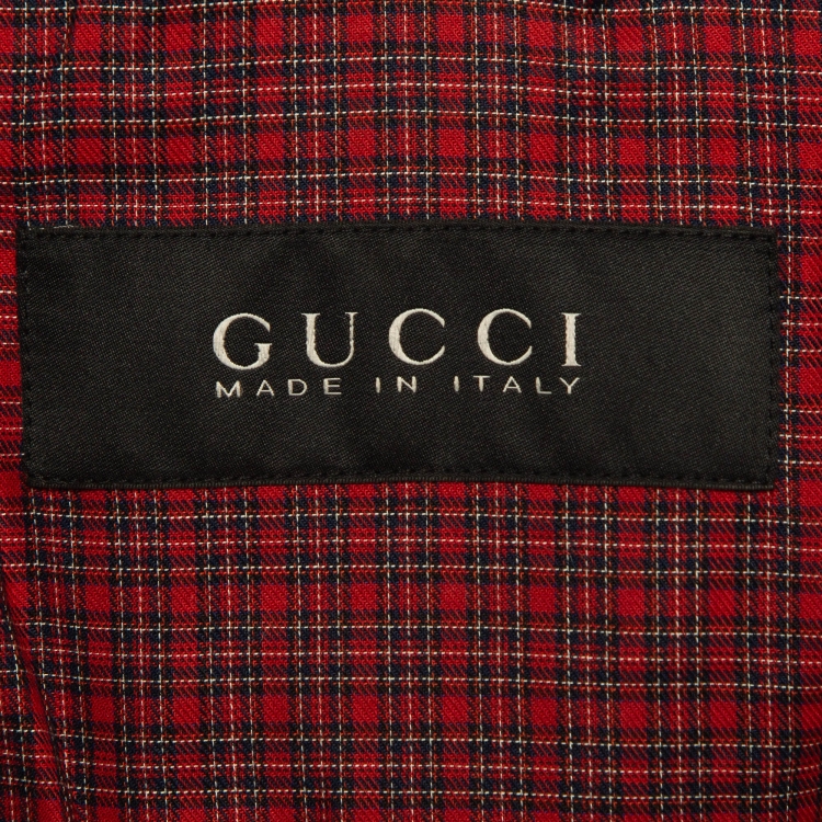 Pre Owned Gucci Dark Brown Leather Zipper Jacket M