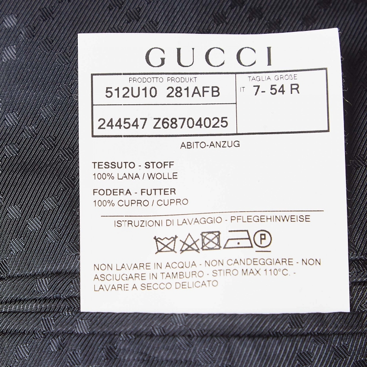 Pre Owned Gucci Navy Blue Checked Wool Pants Suit XXL