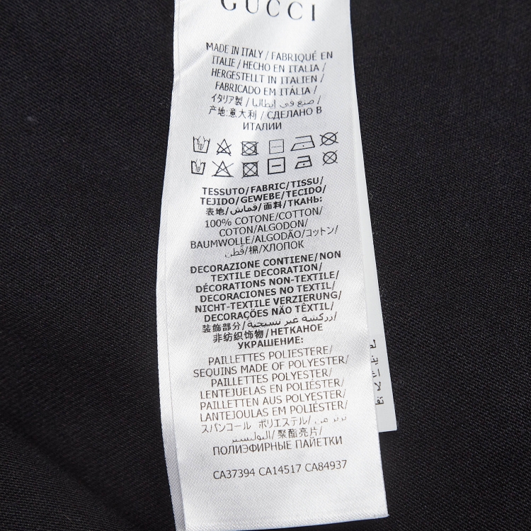 Pre Owned Gucci Black Apple GG Print Cotton T-Shirt M