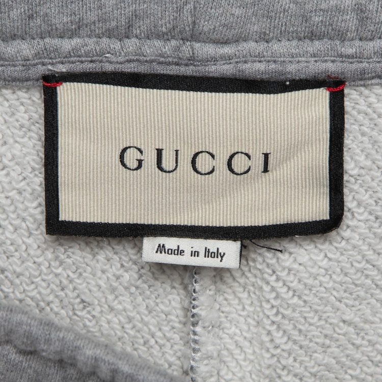 Pre Owned Gucci Grey Mystic Cat Appliqué Cotton Sweatpants XL