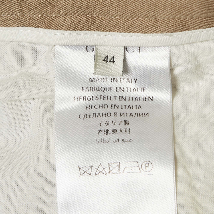Pre Owned Gucci Beige Cotton Contrast Trim Pants XS