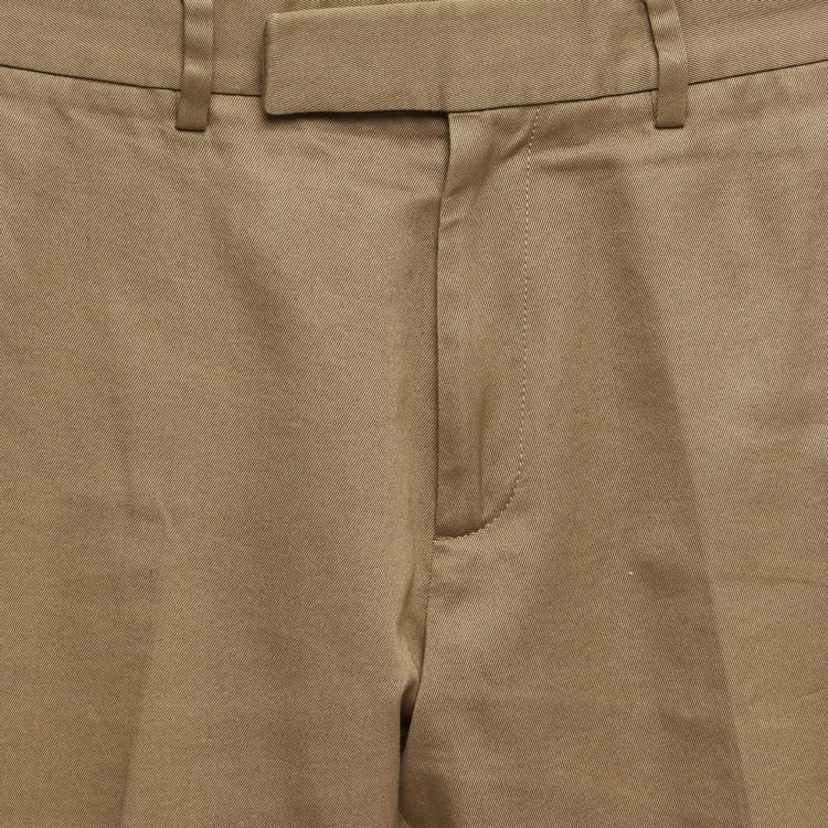 Pre Owned Gucci Beige Cotton Contrast Trim Pants XS
