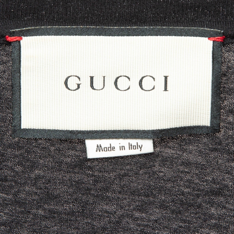 Pre Owned Gucci Black Logo Print Cotton Distressed T-Shirt XS