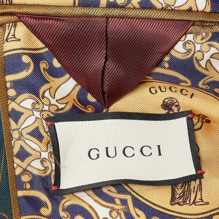 Pre Owned Gucci Green Pinstripe Wool Blazer and Pants Suit XS/S