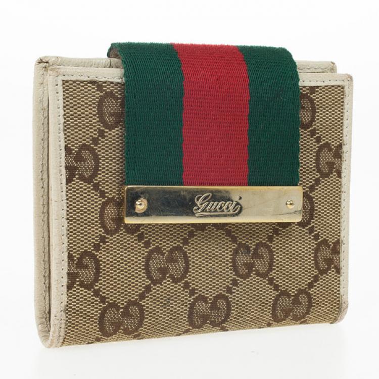 Gucci Guccissima Red and Beige Canvas with Leather Trim