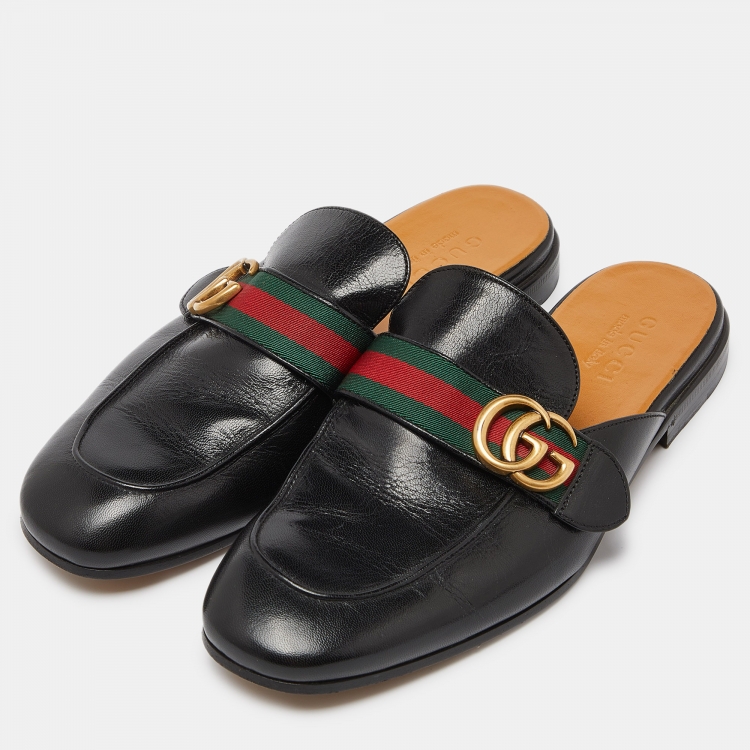 مملوكة مسبقًا Gucci Black Leather Princetown Flat Mules Size 41