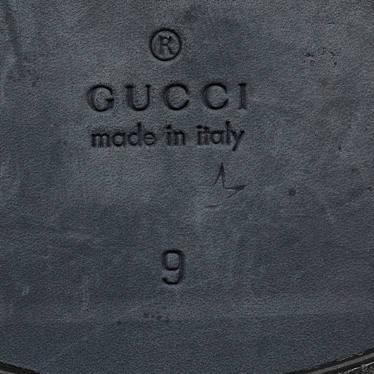 Pre Owned Gucci Black Embossed Croc Slingback Sandals Size 43