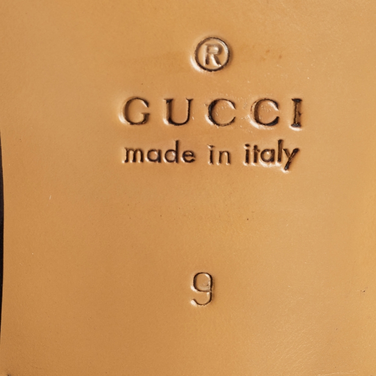 Pre Owned Gucci Black Leather Interlocking G Loafers Size 43