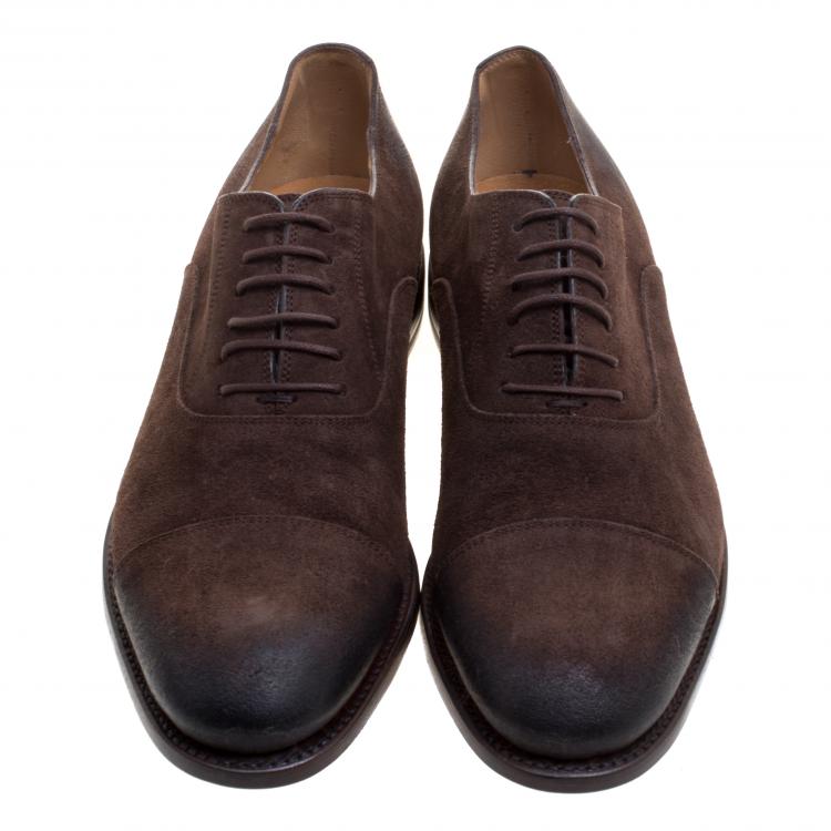Pre Owned Gucci Brown Suede Lace Up Oxfords Size 42