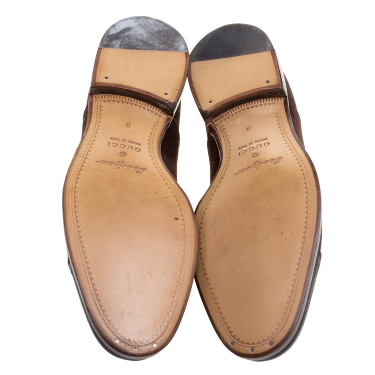 Pre Owned Gucci Brown Suede Lace Up Oxfords Size 42