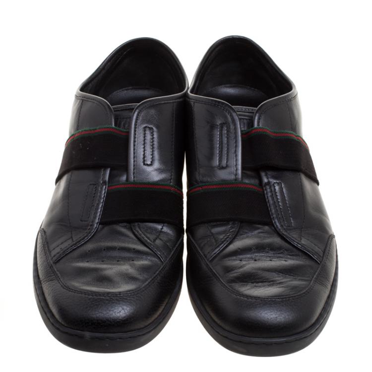 Pre Owned Gucci Black Leather Slip On Sneakers Size 43