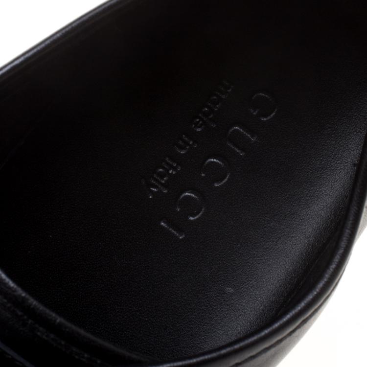 Pre Owned Gucci Black Leather Slip On Sneakers Size 43