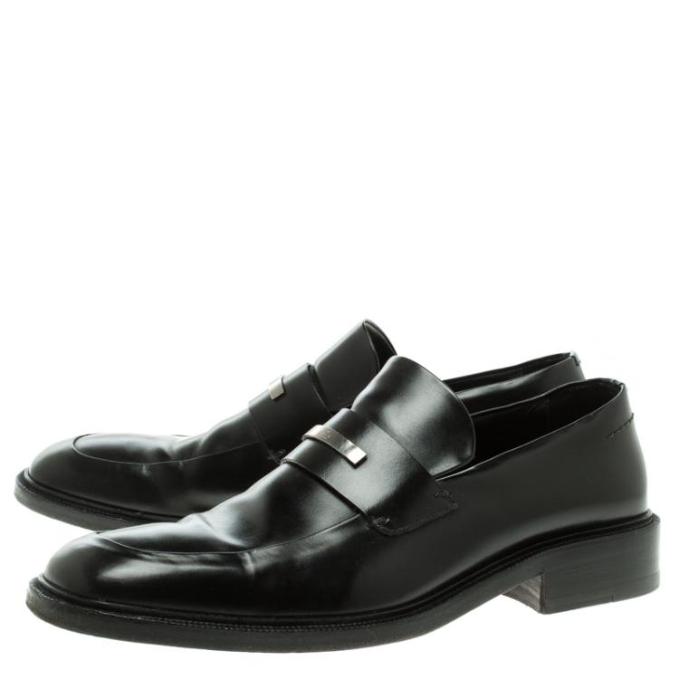 Pre Owned Gucci Black Leather Loafers Size 44