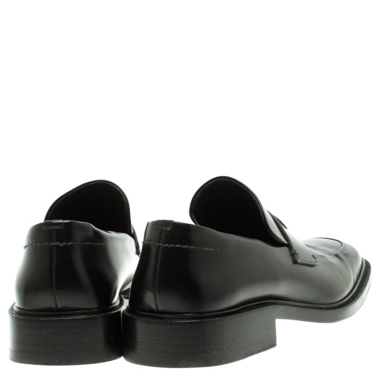 Pre Owned Gucci Black Leather Loafers Size 44