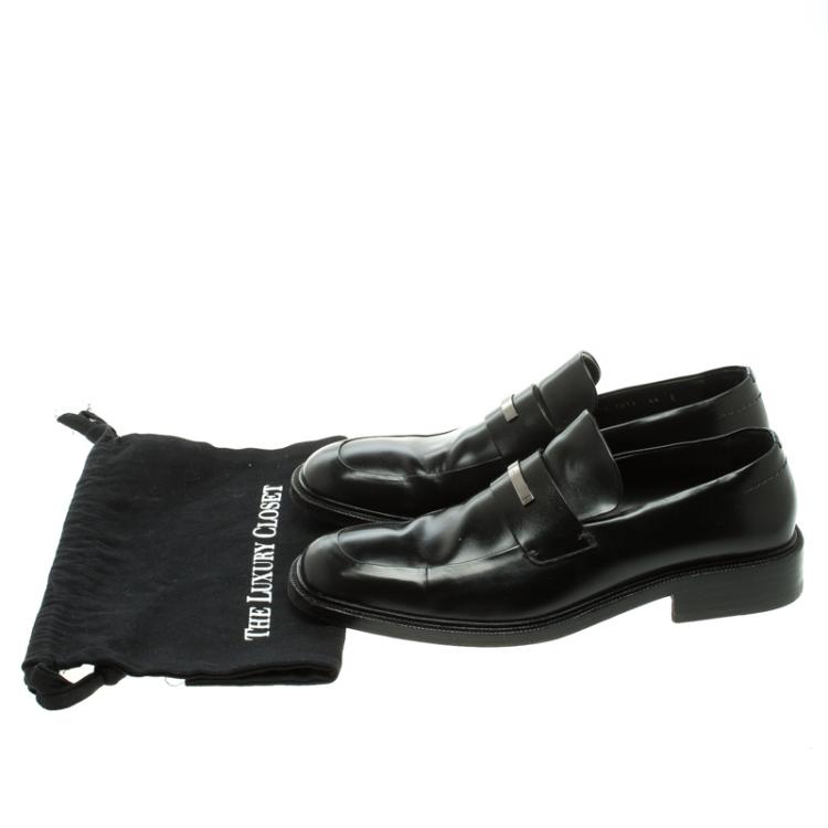Pre Owned Gucci Black Leather Loafers Size 44