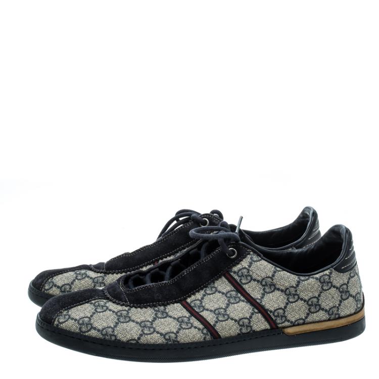 Pre Owned Gucci Two Tone GG Canvas and Suede Low Top Sneakers Size 44