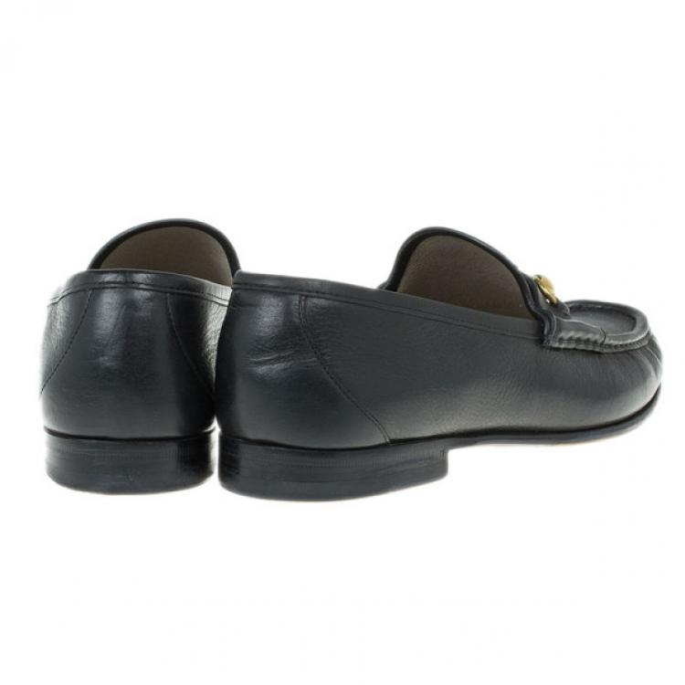 Pre Owned Gucci Black Leather 1953 Horsebit Loafers Size 43