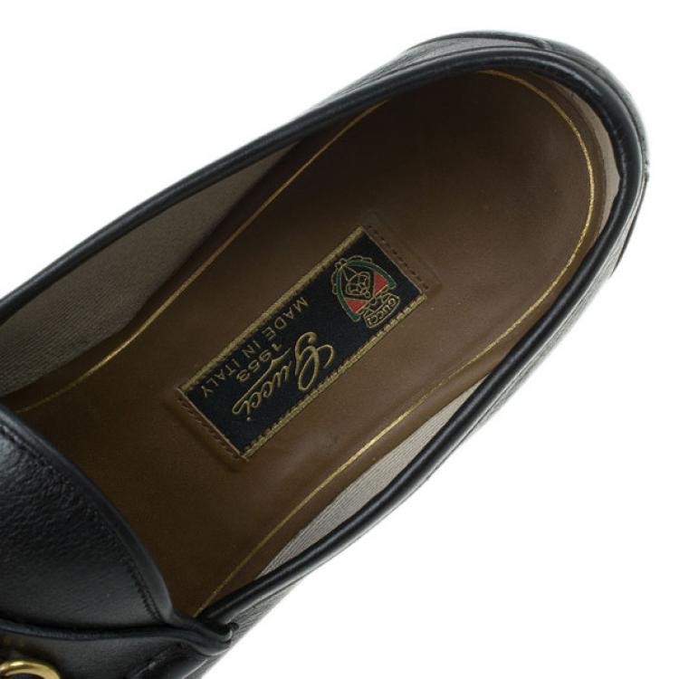 Pre Owned Gucci Black Leather 1953 Horsebit Loafers Size 43