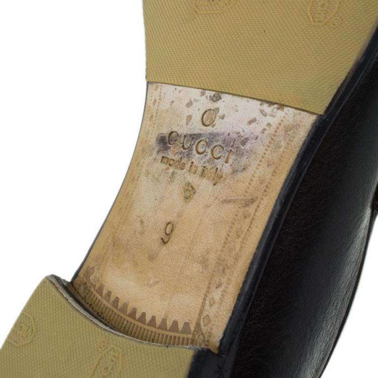 Pre Owned Gucci Black Leather 1953 Horsebit Loafers Size 43