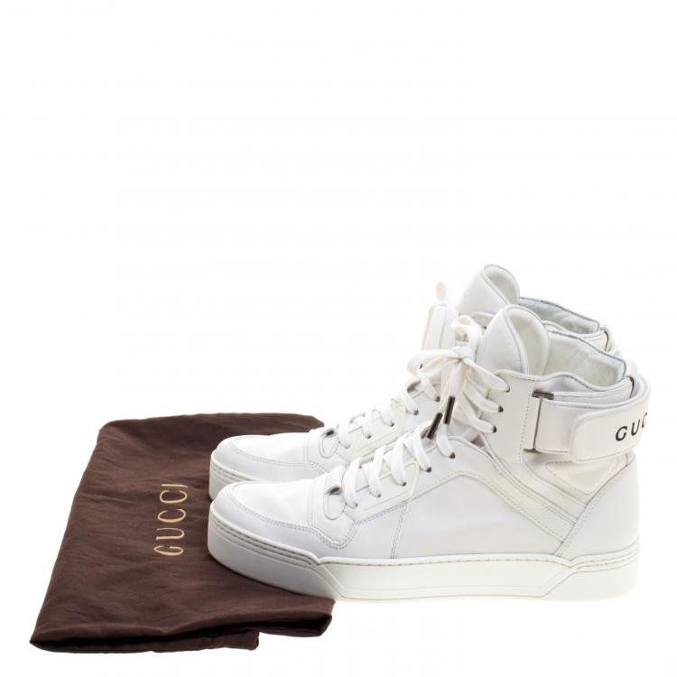 Pre Owned Gucci White Leather New Basketball High Top Sneakers Size 41.5