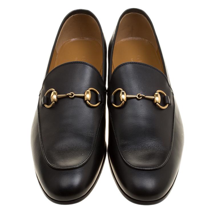 Pre Owned Gucci Black Leather Jordaan Horsebit Loafers Size 40.5
