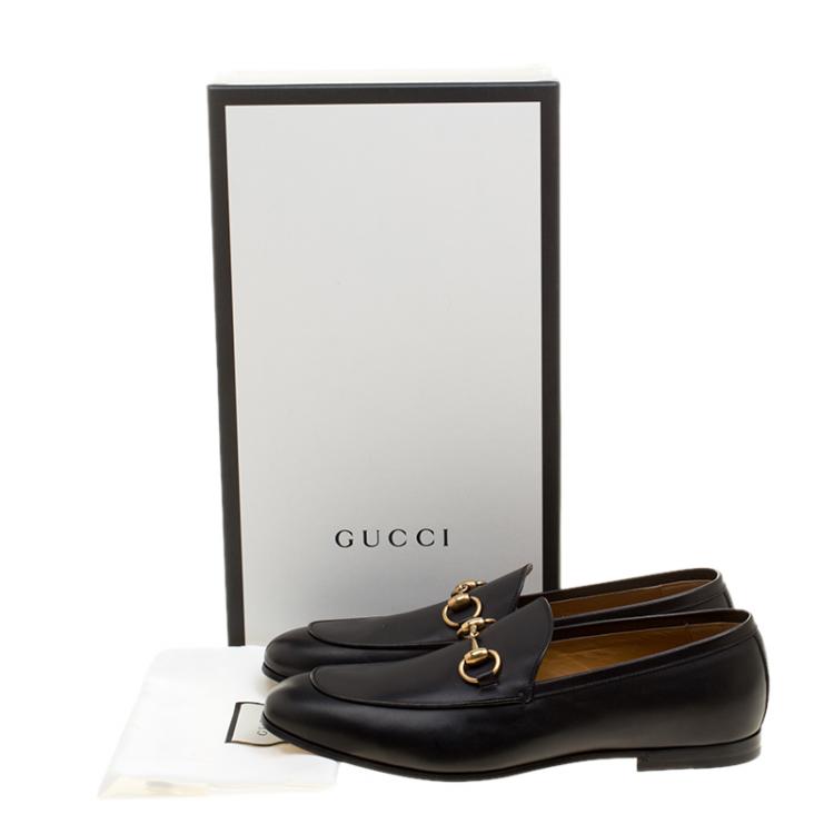 Pre Owned Gucci Black Leather Jordaan Horsebit Loafers Size 40.5