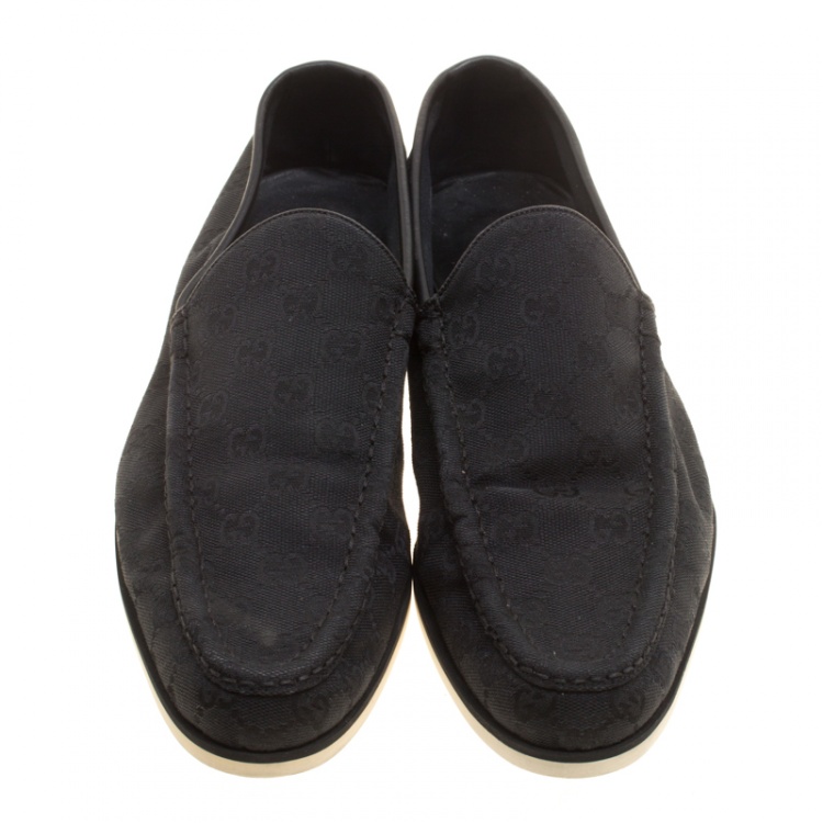 Pre Owned Gucci Black GG Fabric Loafers Size 41