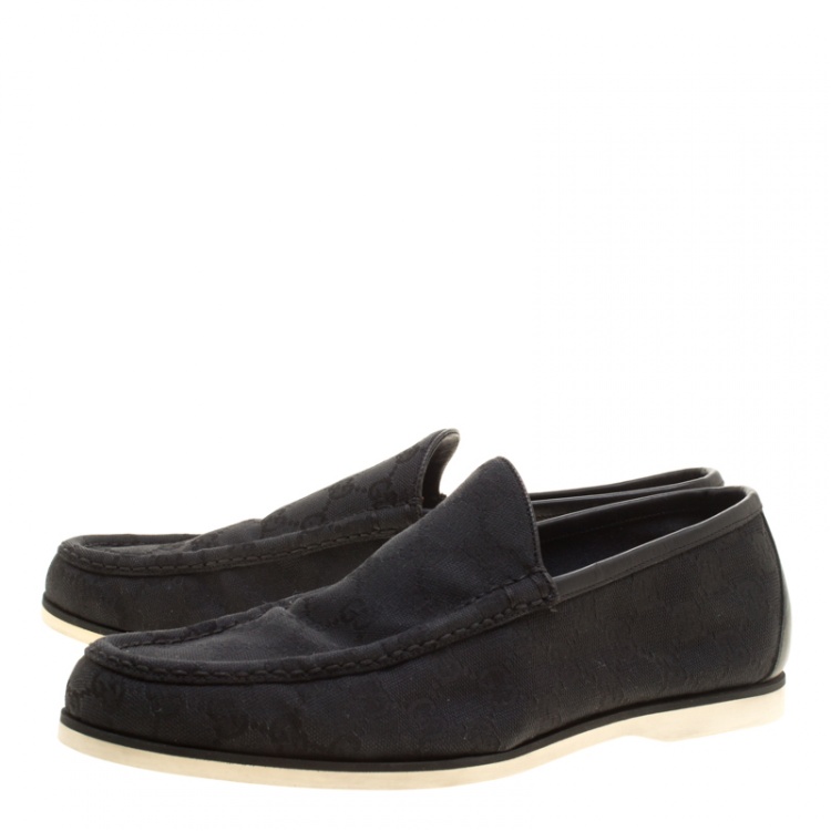 Pre Owned Gucci Black GG Fabric Loafers Size 41