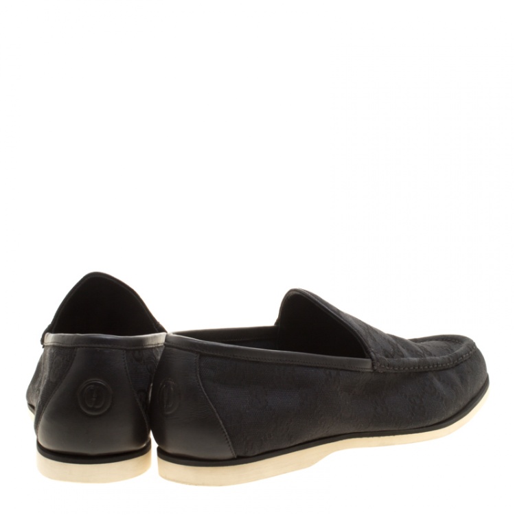 Pre Owned Gucci Black GG Fabric Loafers Size 41