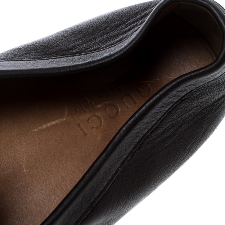 Pre Owned Gucci Brown Microguccissima Leather GG Loafers Size 43