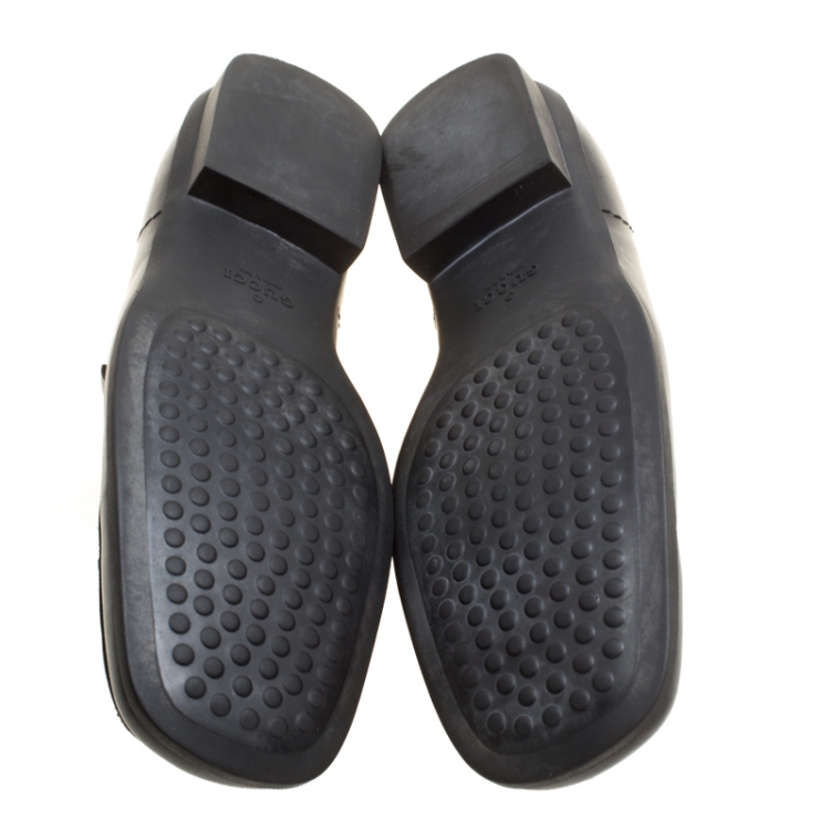 Pre Owned Gucci Black Leather Bit Loafers Size 42.5