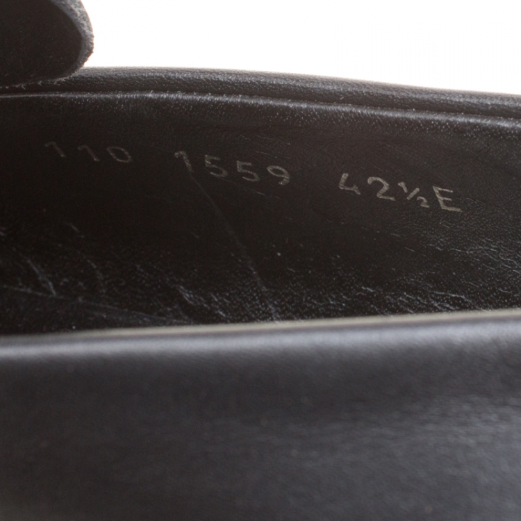 Pre Owned Gucci Black Leather Bit Loafers Size 42.5