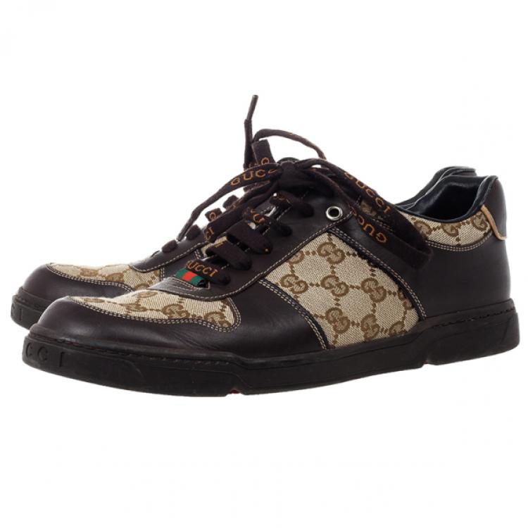 Pre Owned Gucci Guccissima Canvas and Leather Sneakers Size 42.5