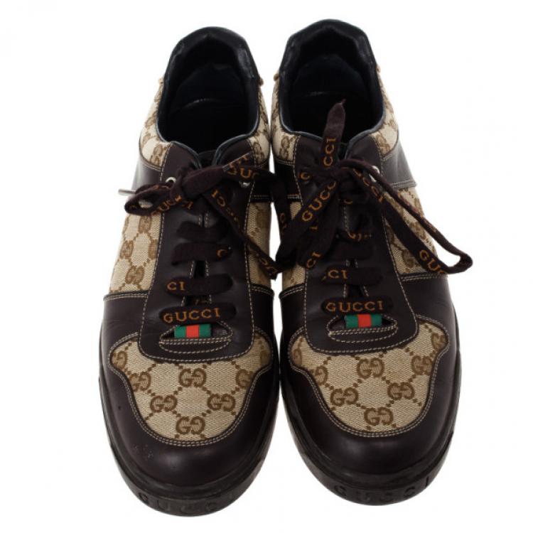 Pre Owned Gucci Guccissima Canvas and Leather Sneakers Size 42.5