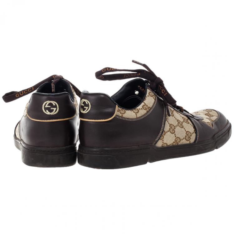 Pre Owned Gucci Guccissima Canvas and Leather Sneakers Size 42.5