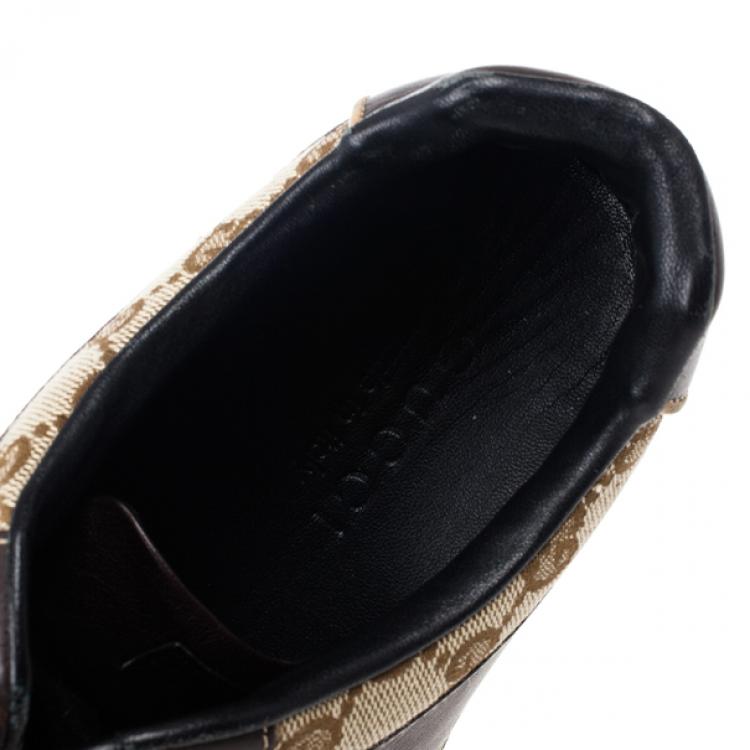 Pre Owned Gucci Guccissima Canvas and Leather Sneakers Size 42.5