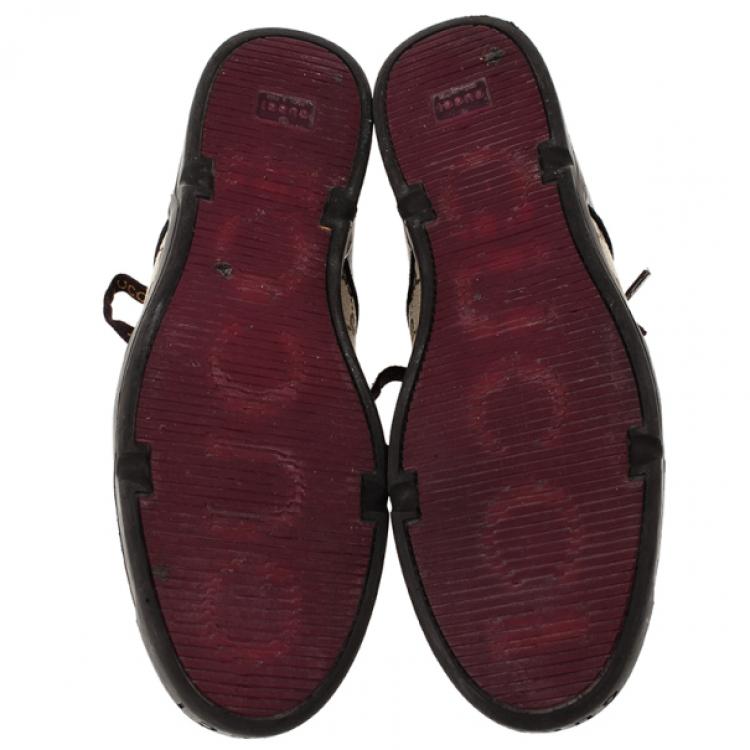 Pre Owned Gucci Guccissima Canvas and Leather Sneakers Size 42.5