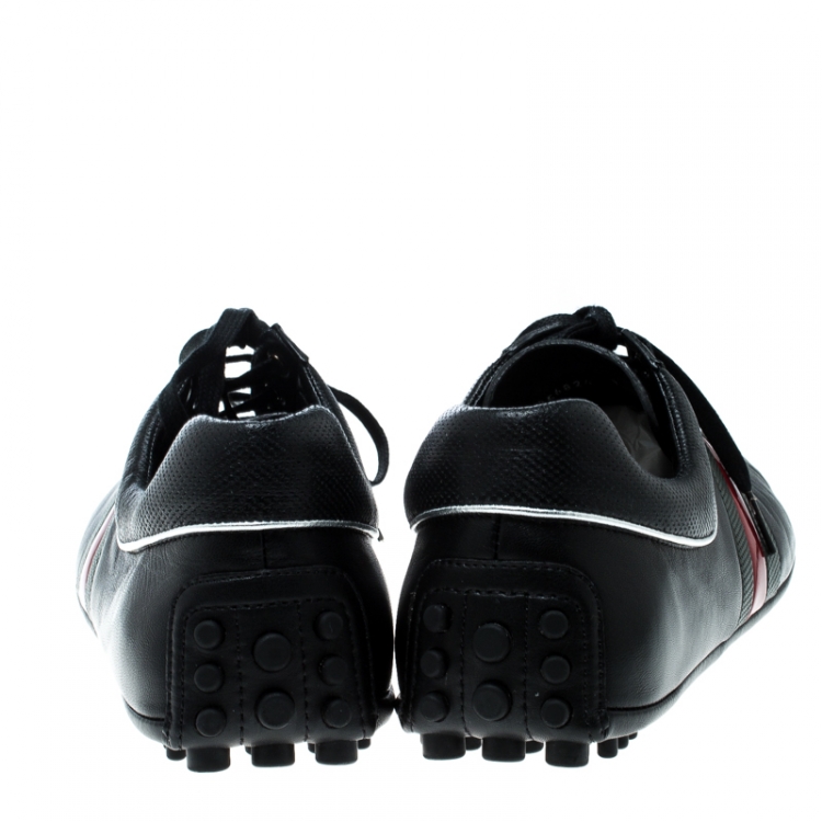 Pre Owned Gucci Black Leather Web Sneakers Size 43.5