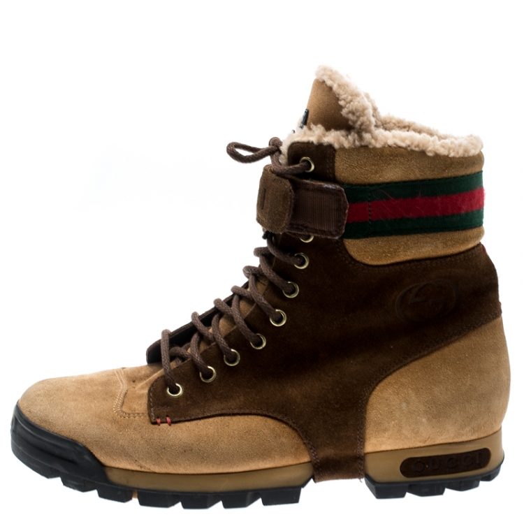 Shop Gucci Leather & Original GG Trekking Boots
