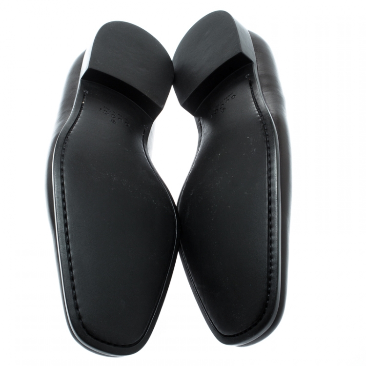 Pre Owned Gucci Dark Brown Leather Loafers Size 42.5