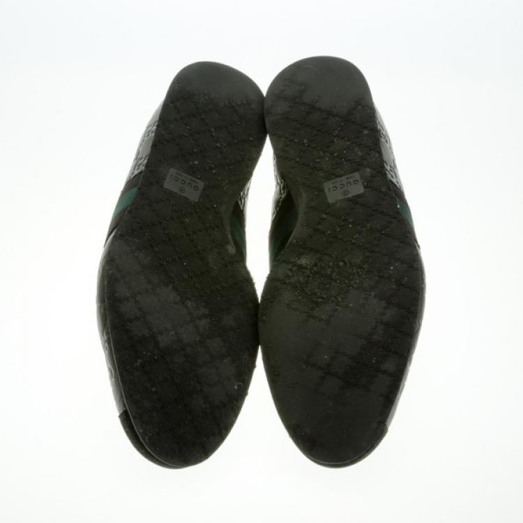 Pre Owned Gucci Black Guccissima Leather Web Detail Sneakers Size 43