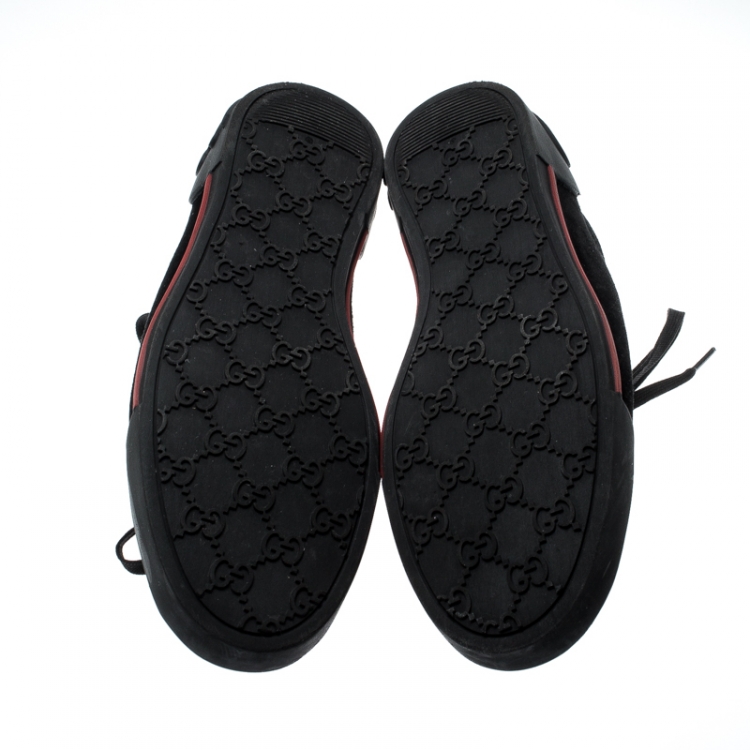 Pre Owned Gucci Black Suede Boulevard Script Logo Lace Up Sneakers Size 42